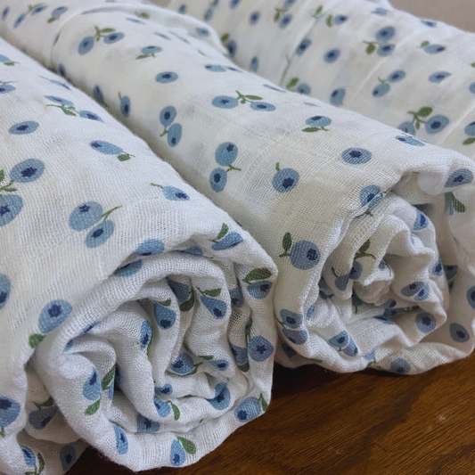 Blueberry Muslin Baby Swaddle Blanket 40” x 40”