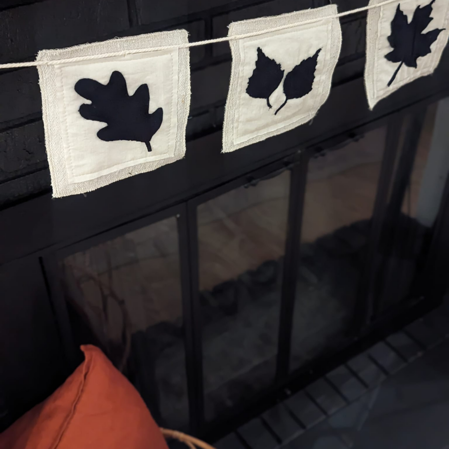 Maple, Oak & Birch Leaf  OR Pumpkin Silhouette Fabric Fall Banner-4 foot