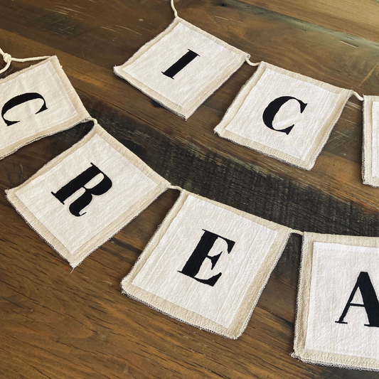 ICE CREAM Hand-Painted Canvas Banner