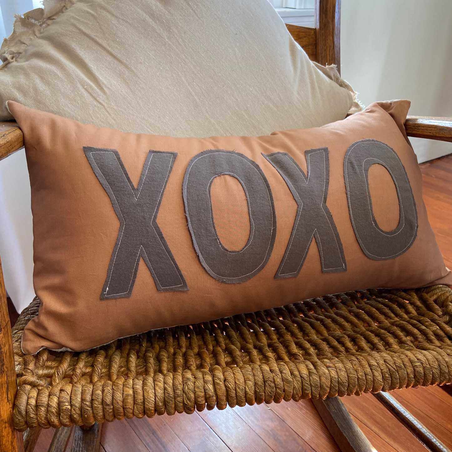 XOXO Quilted Pillow-Coffee Tones 22 x 12