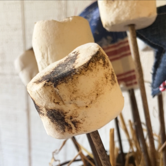 Toasted Marshmallows on Stick for Summer, Camping, Farmhouse Decor