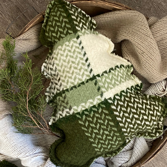 Wool Plaid Christmas Tree Decor Pillow from Vintage Blanket