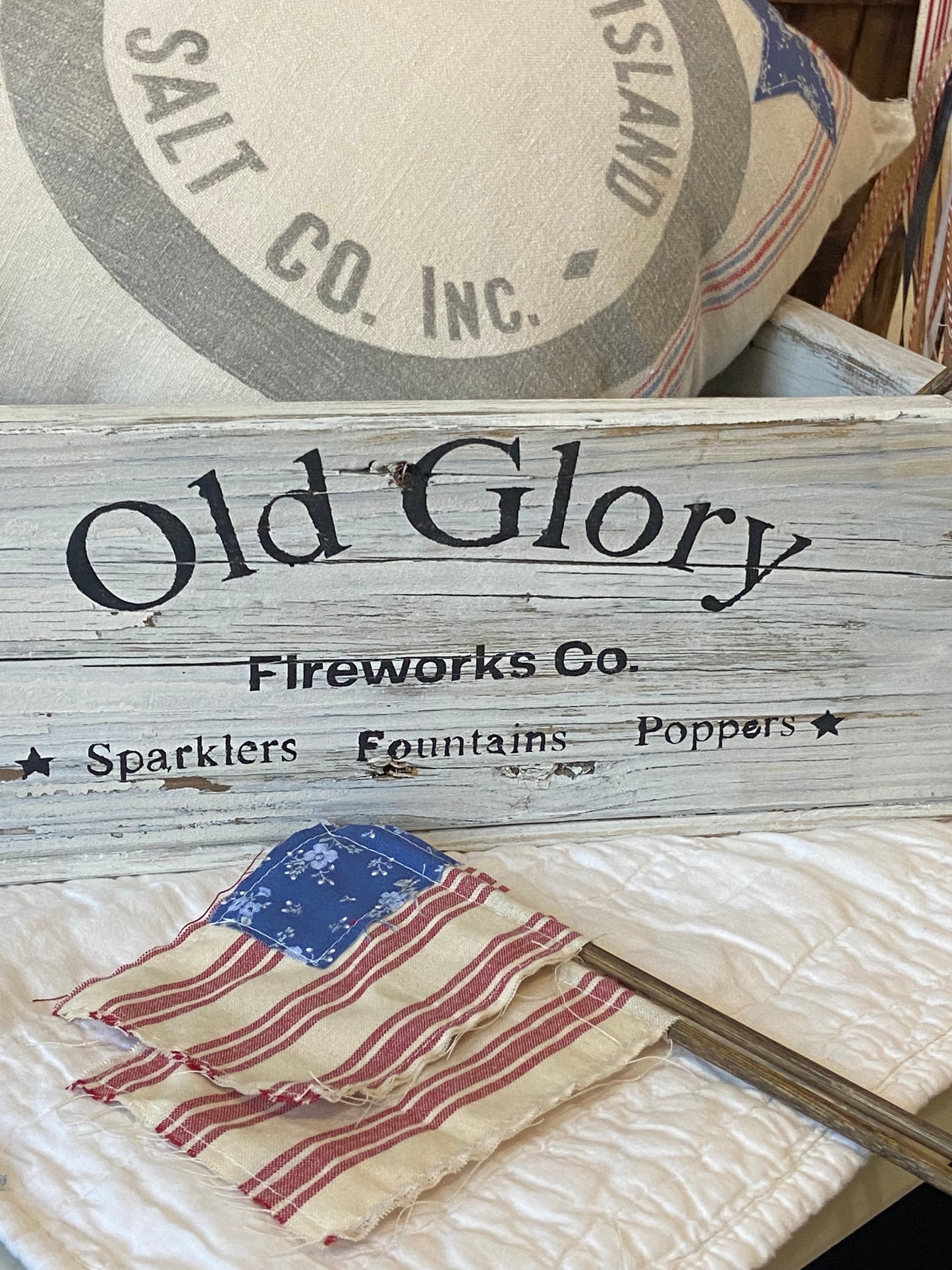 “Old Glory Fireworks” Reclaimed Wood Box 12” x 15”