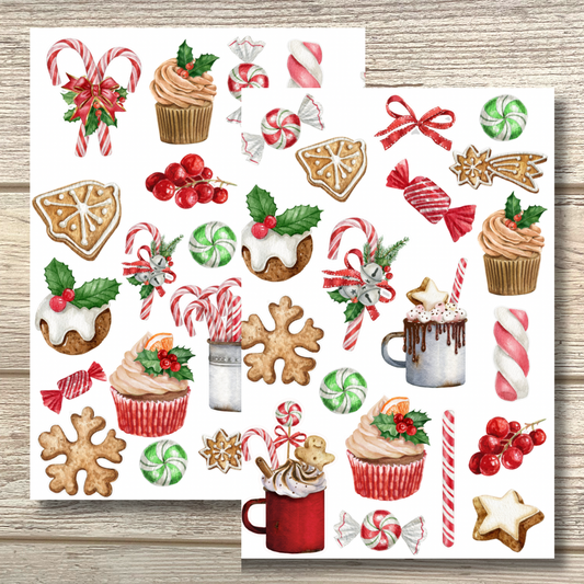 Candy Cane Christmas Waterproof Stickers-2 Pack