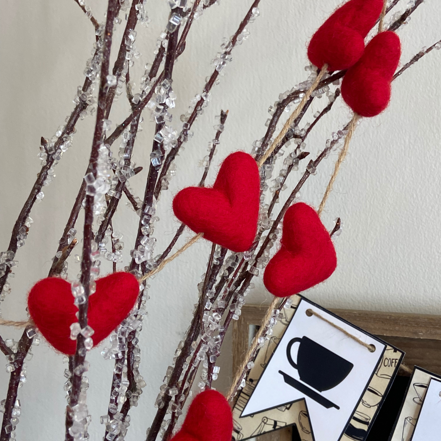 Red Felt Heart Garland-4 or 6ft