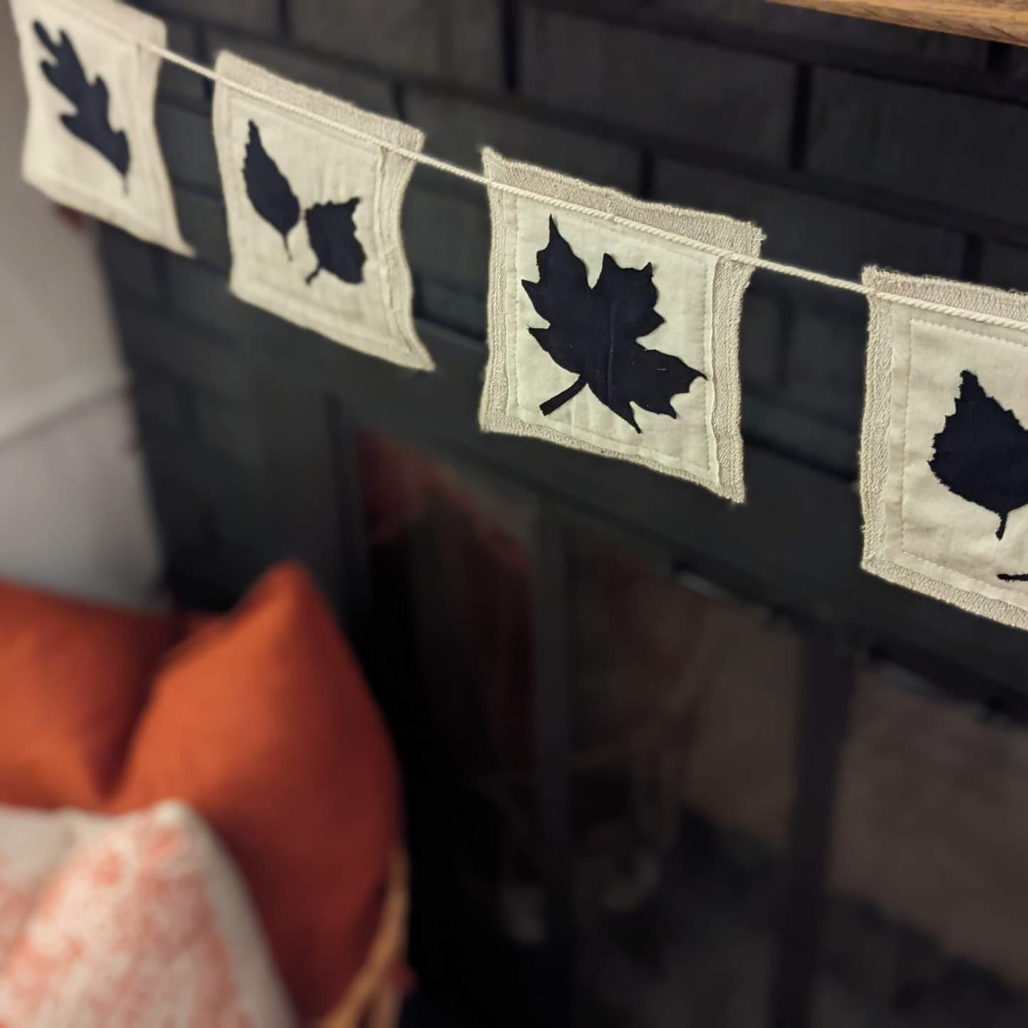 Maple, Oak & Birch Leaf  OR Pumpkin Silhouette Fabric Fall Banner-4 foot