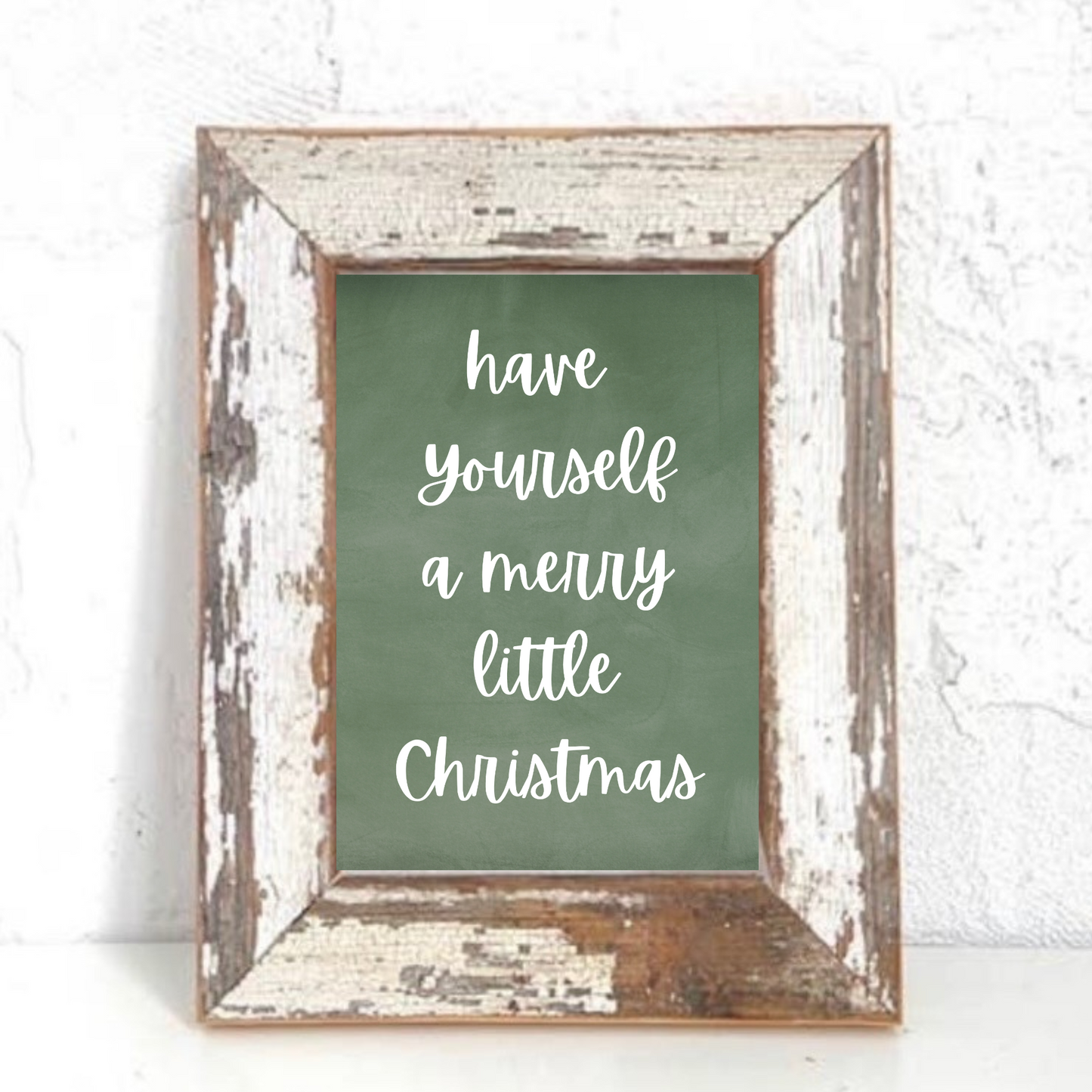 “Merry Little Christmas” Chalkboard Holiday Prints & Rustic Reclaimed Barn Wood 8 x 10 Frame