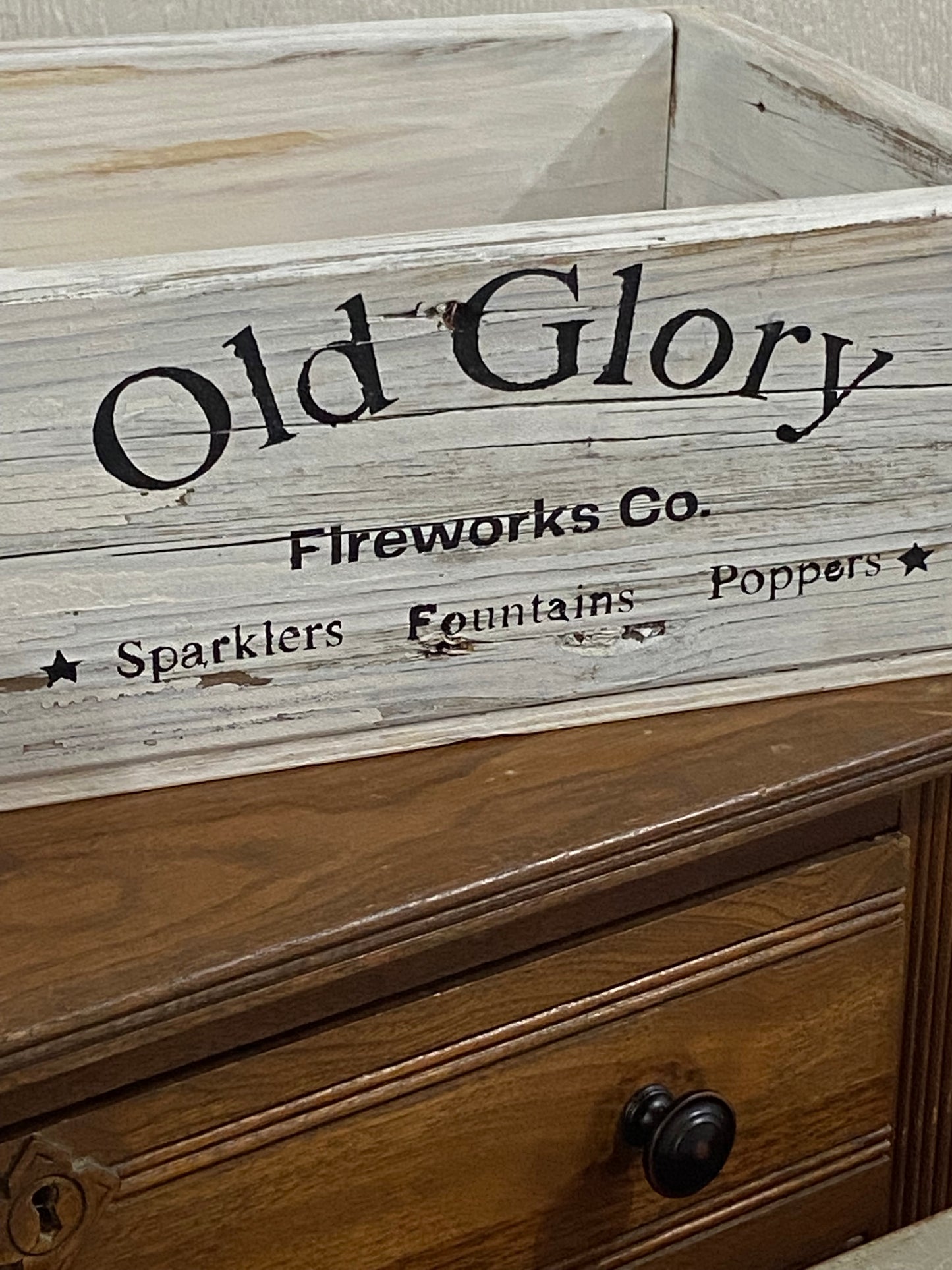 “Old Glory Fireworks” Reclaimed Wood Box 12” x 15”