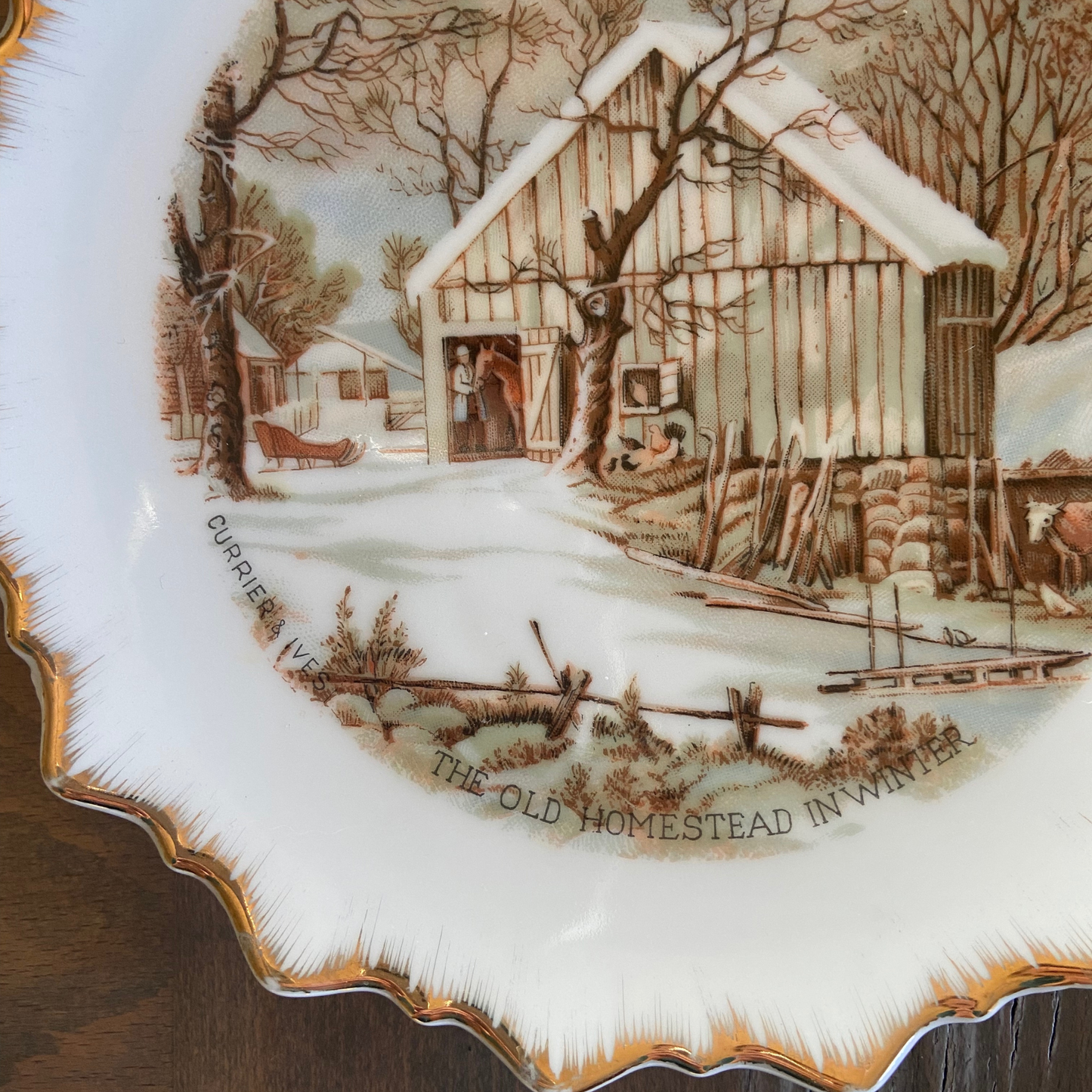 Currier & Ives “The Old Homestead in Winter”-8 in Decorative Plate For Farmhouse Christmas