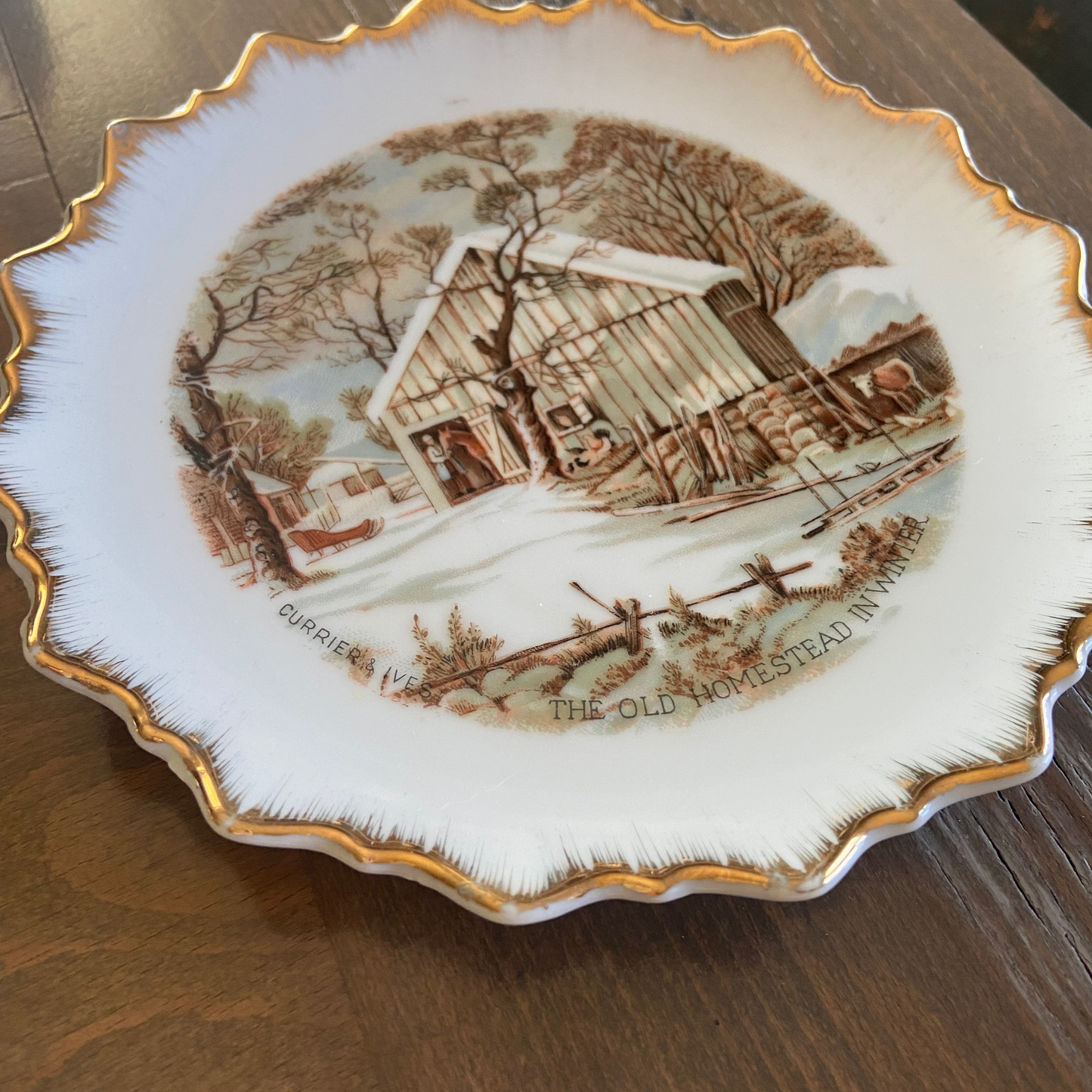 Currier & Ives “The Old Homestead in Winter”-8 in Decorative Plate For  Farmhouse Christmas