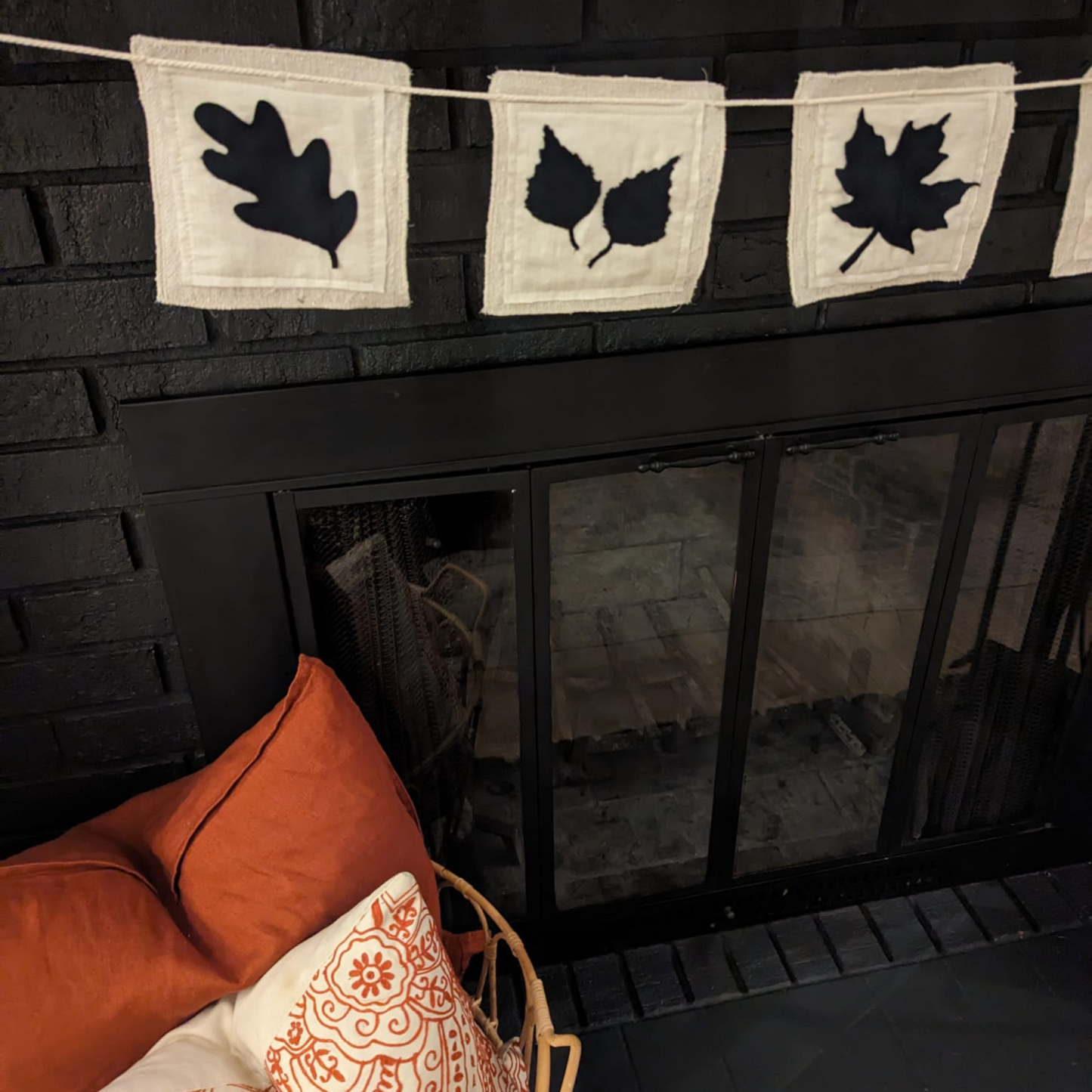 Maple, Oak & Birch Leaf  OR Pumpkin Silhouette Fabric Fall Banner-4 foot