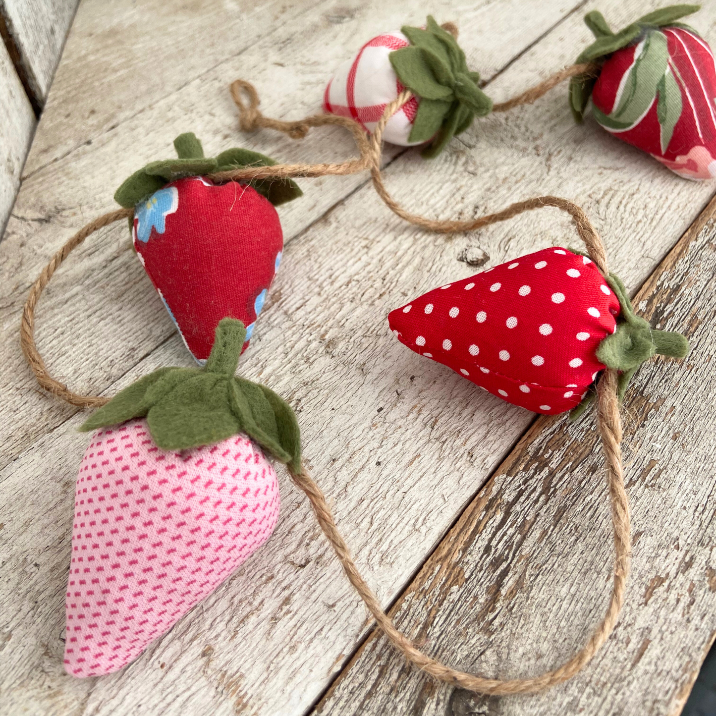 Canvas Strawberry Bunting Banner Farmer's Market or Strawberry Party