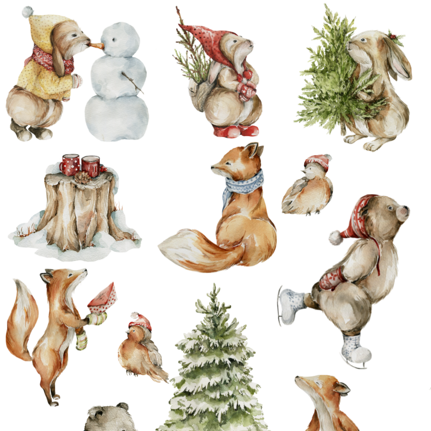 Woodland Animals in Winter-2 Pack Waterproof Stickers