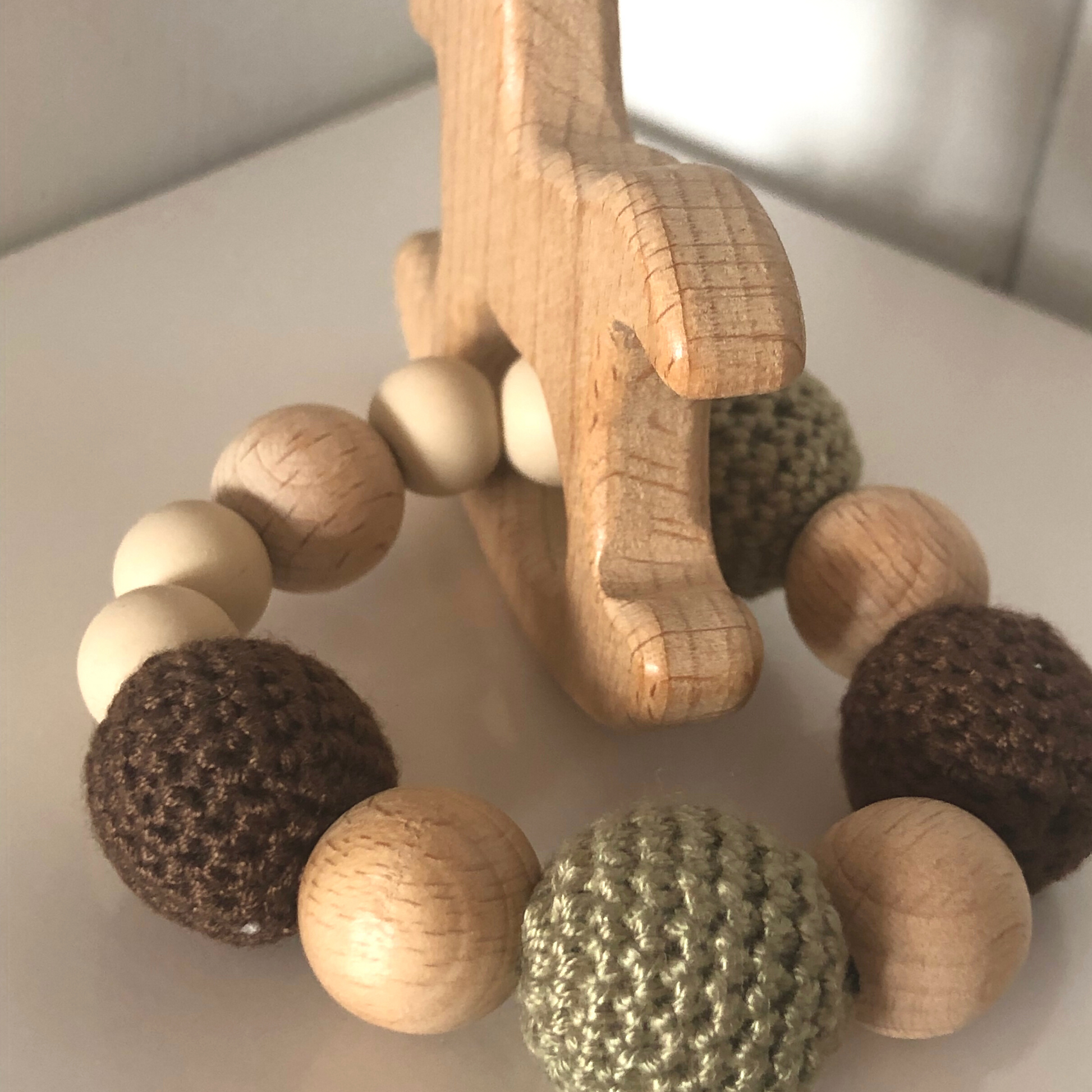 Wooden Baby Rattle - Medium Wood