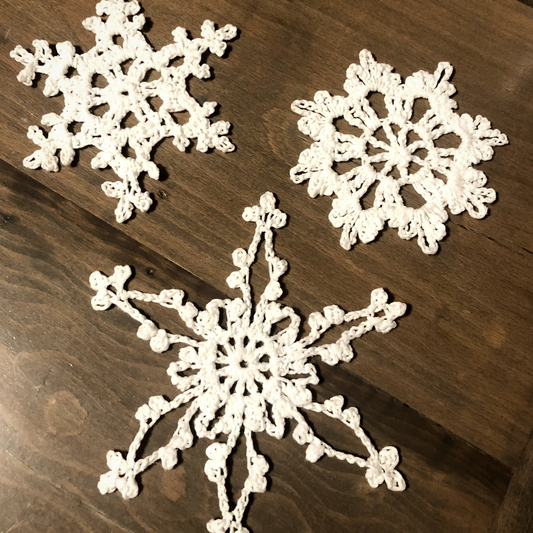 Crocheted Snowflake Ornaments-set of 3